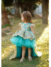 Cap Sleeves Turquoise High Low Flower Girl Dress